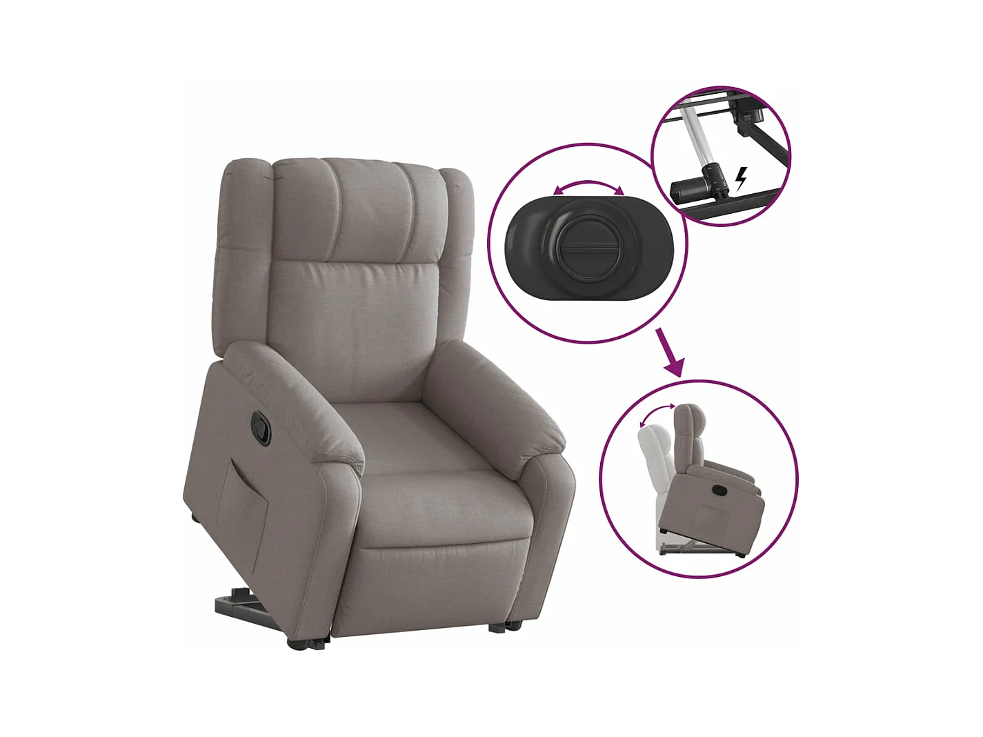 Fauteuil inclinable taupe tissu
