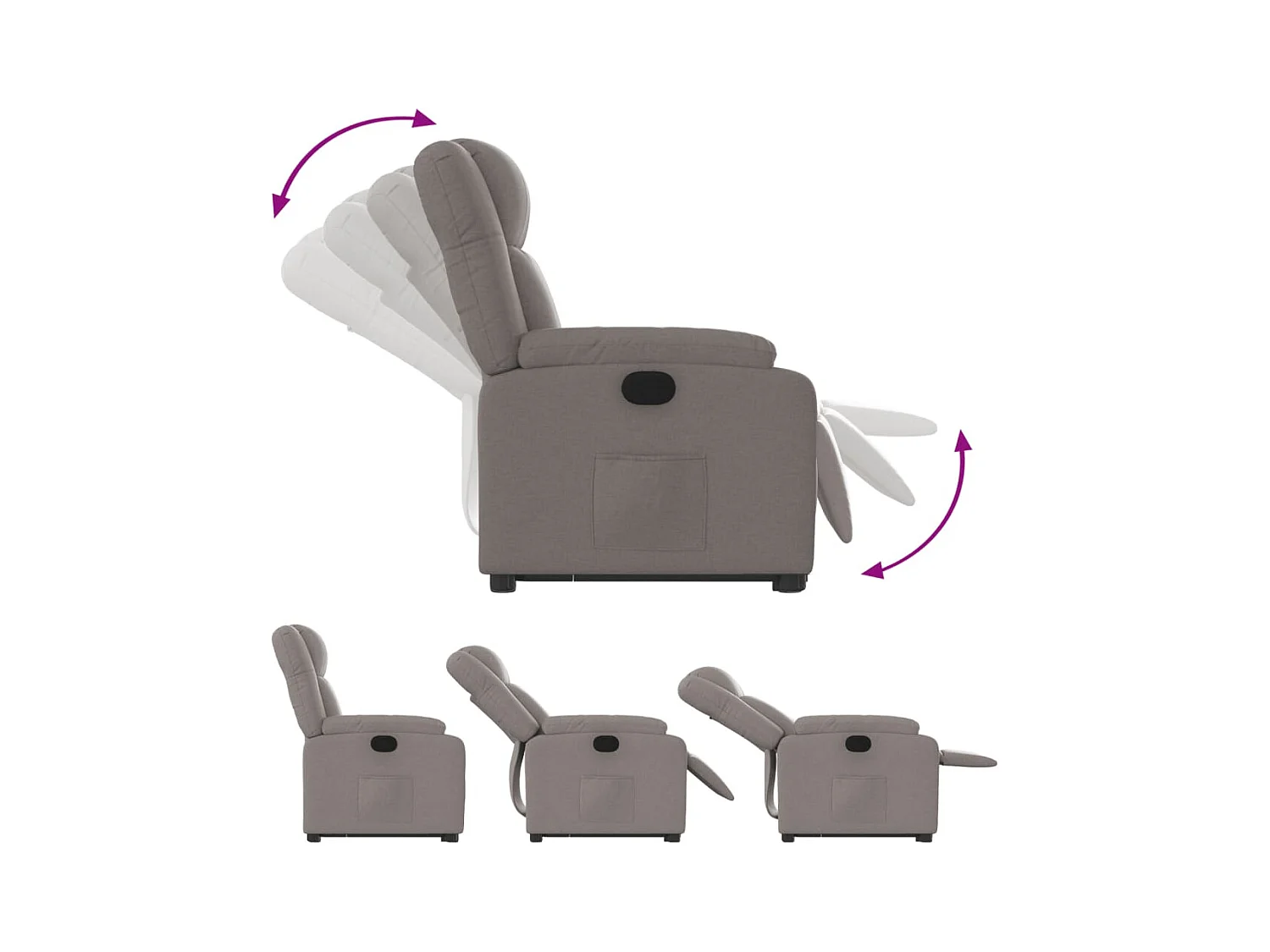 Fauteuil inclinable taupe tissu