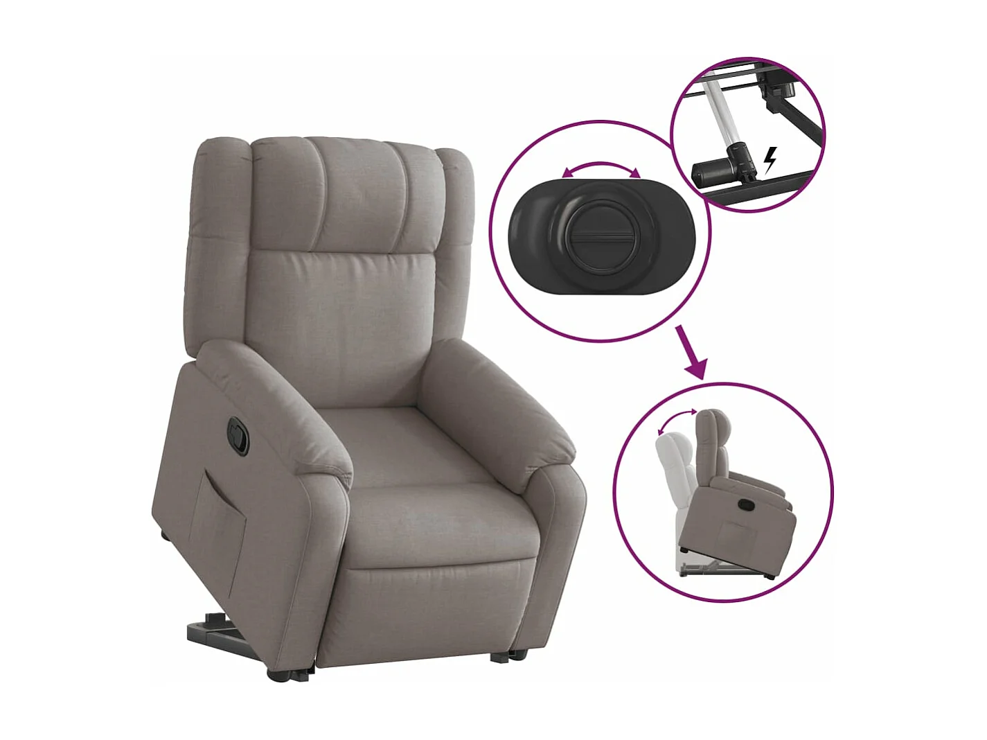 Fauteuil inclinable taupe tissu