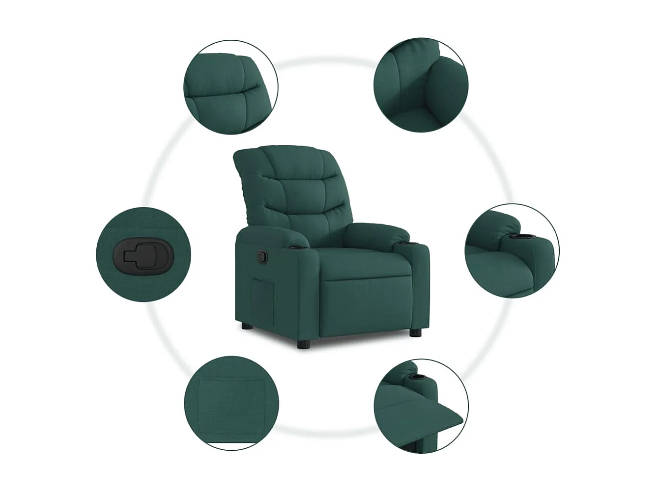 Fauteuil inclinable Vert foncé Tissu