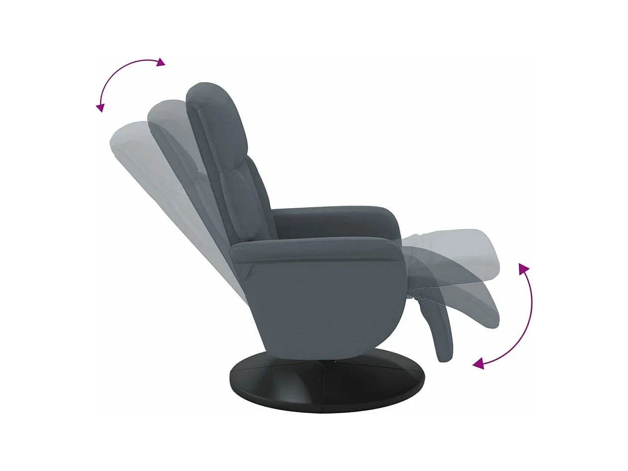Fauteuil inclinable avec repose-pied gris foncé velours