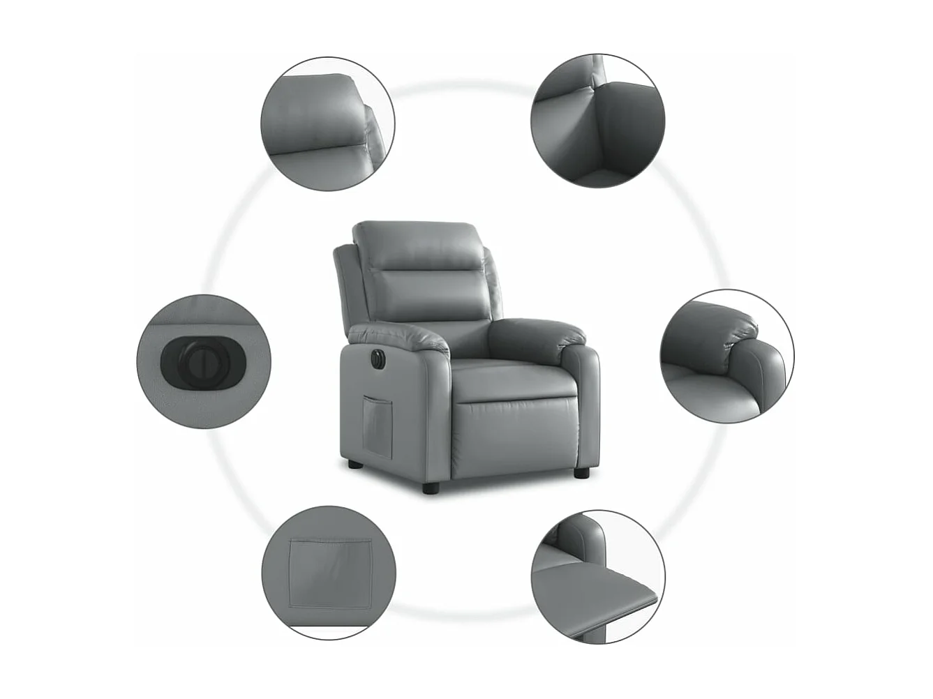 Fauteuil inclinable électrique Gris Similicuir