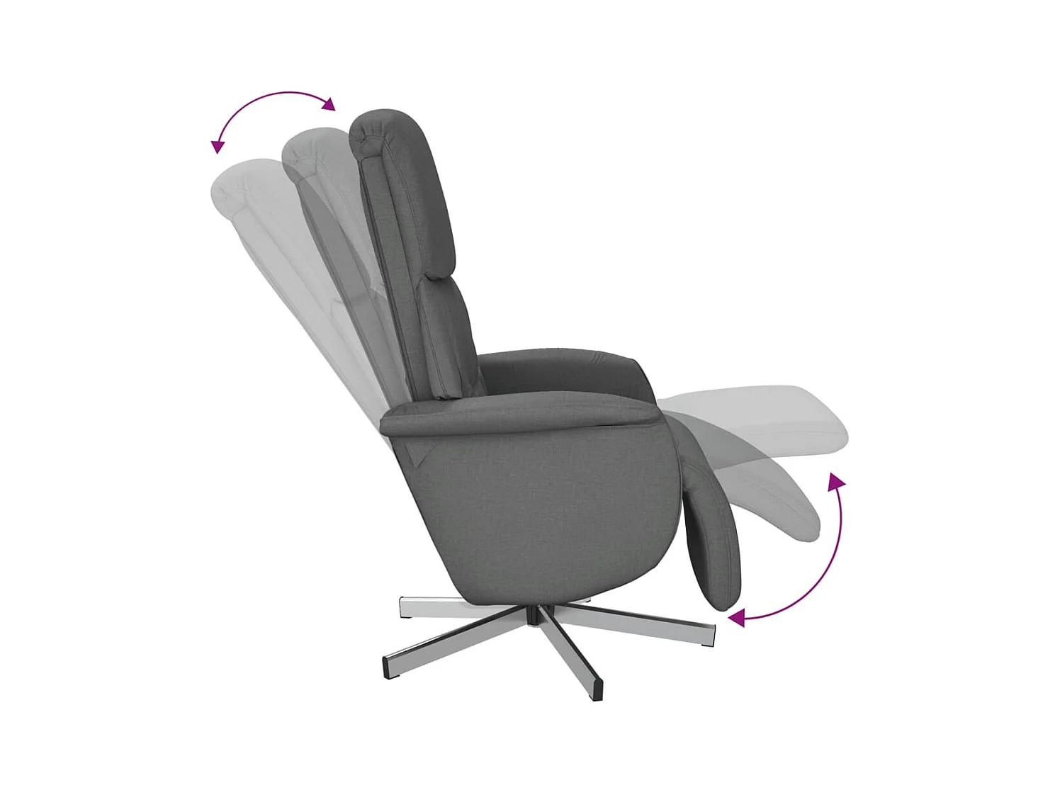 Sillón reclinable con reposapiés tela gris oscuro