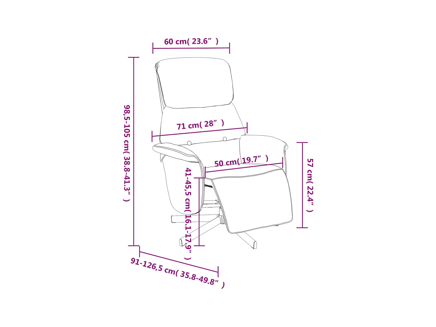 Sillón reclinable con reposapiés tela gris oscuro