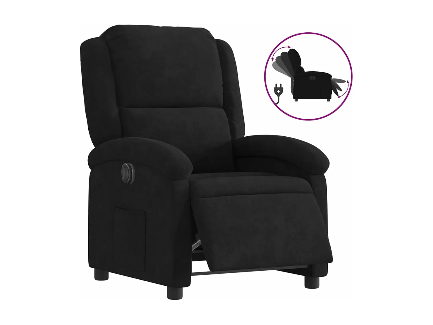 Sillón reclinable eléctrico de terciopelo negro