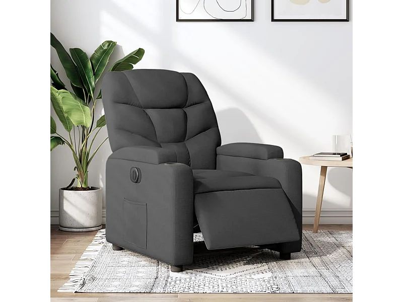 Sillón reclinable eléctrico de tela negro