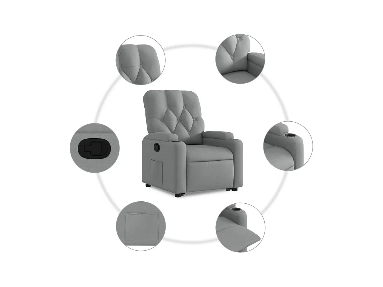 Fauteuil inclinable Gris clair Tissu