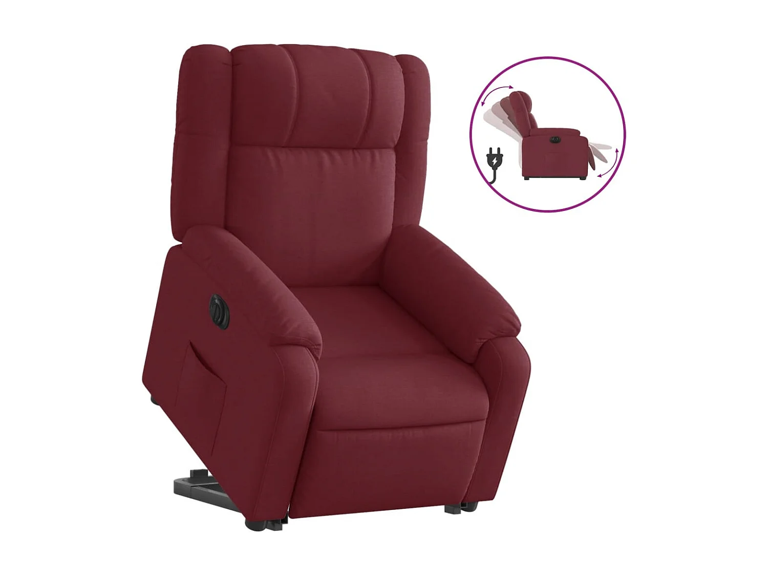 Fauteuil inclinable électrique rouge bordeaux tissu