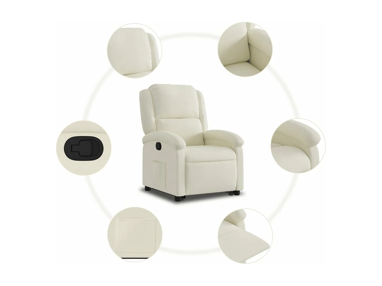 Fauteuil inclinable Crème Velours