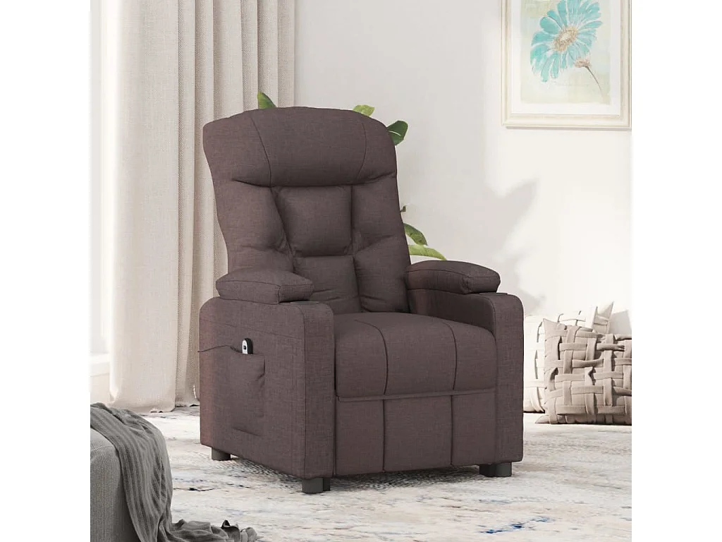 Fauteuil inclinable électrique Marron foncé Tissu