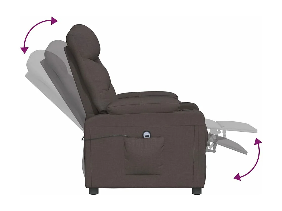 Fauteuil inclinable électrique Marron foncé Tissu