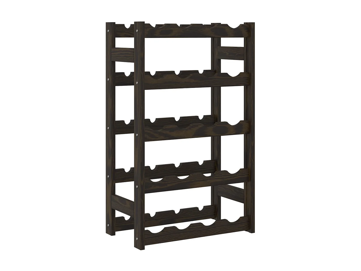 Weinregal für 20 Flaschen aus schwarzem, massivem Kiefernholz