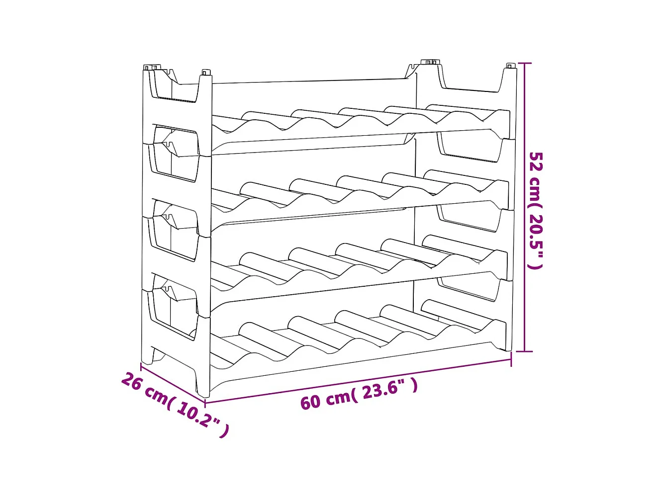 Weinregal für 24 Flaschen PP stapelbar