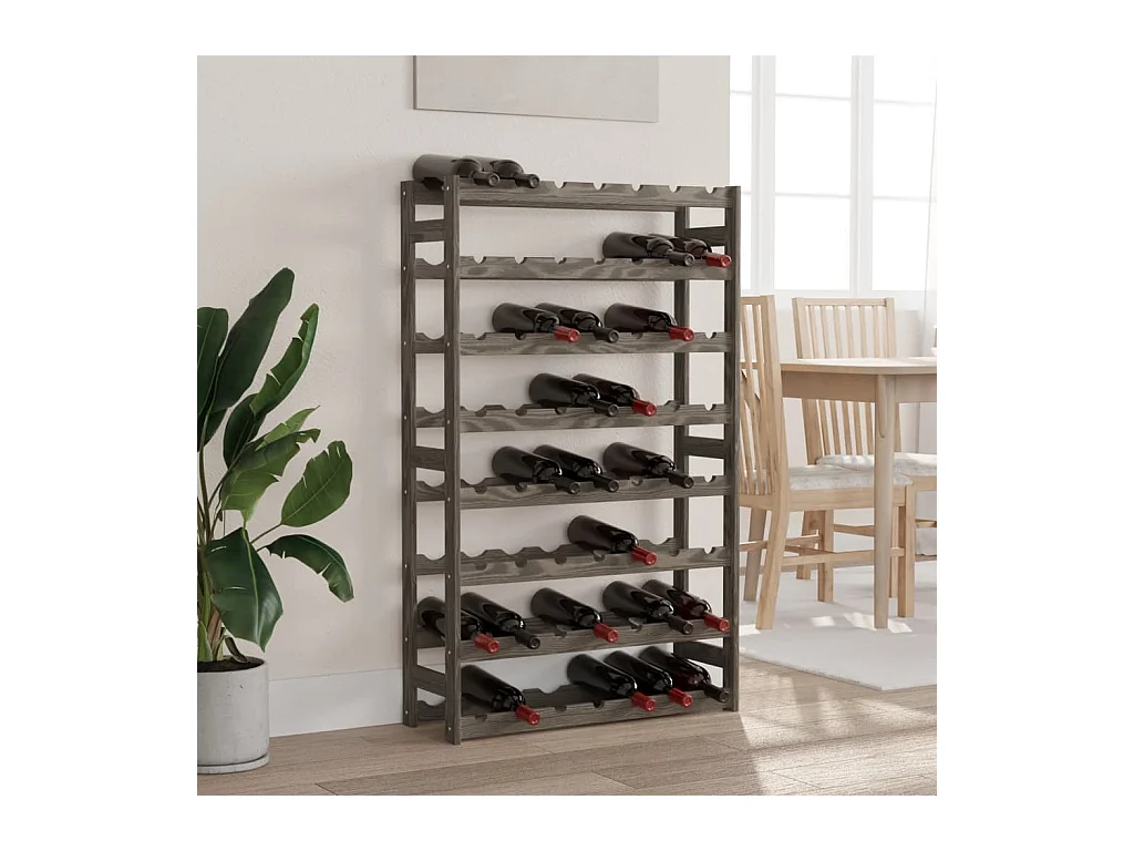 Portabottiglie per 56 bottiglie in legno massello di pino grigio
