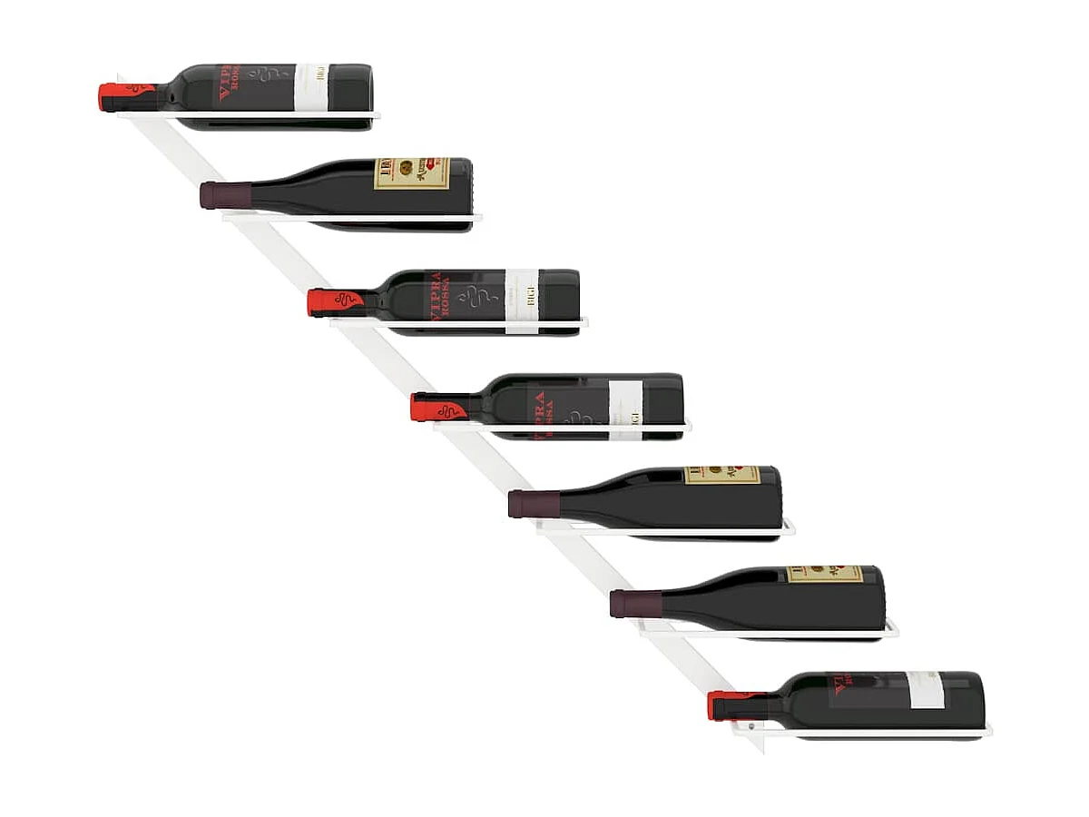 Wandmontiertes Weinregal für 7 Flaschen aus weißem Eisen