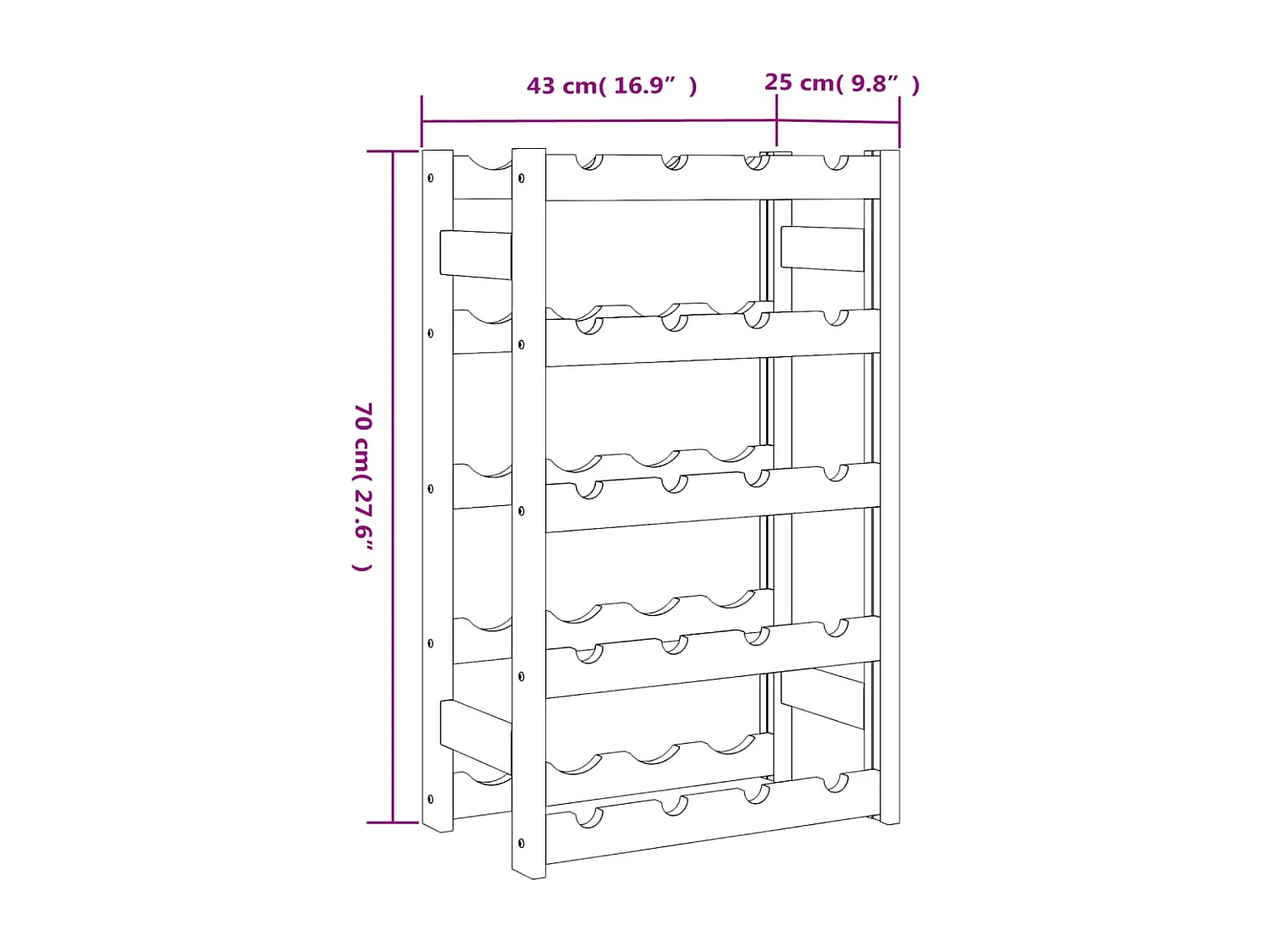 Wijnrek voor 20 flessen grijs massief grenenhout