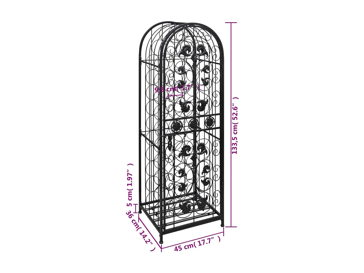Casier à bouteilles pour 45 bouteilles Métal