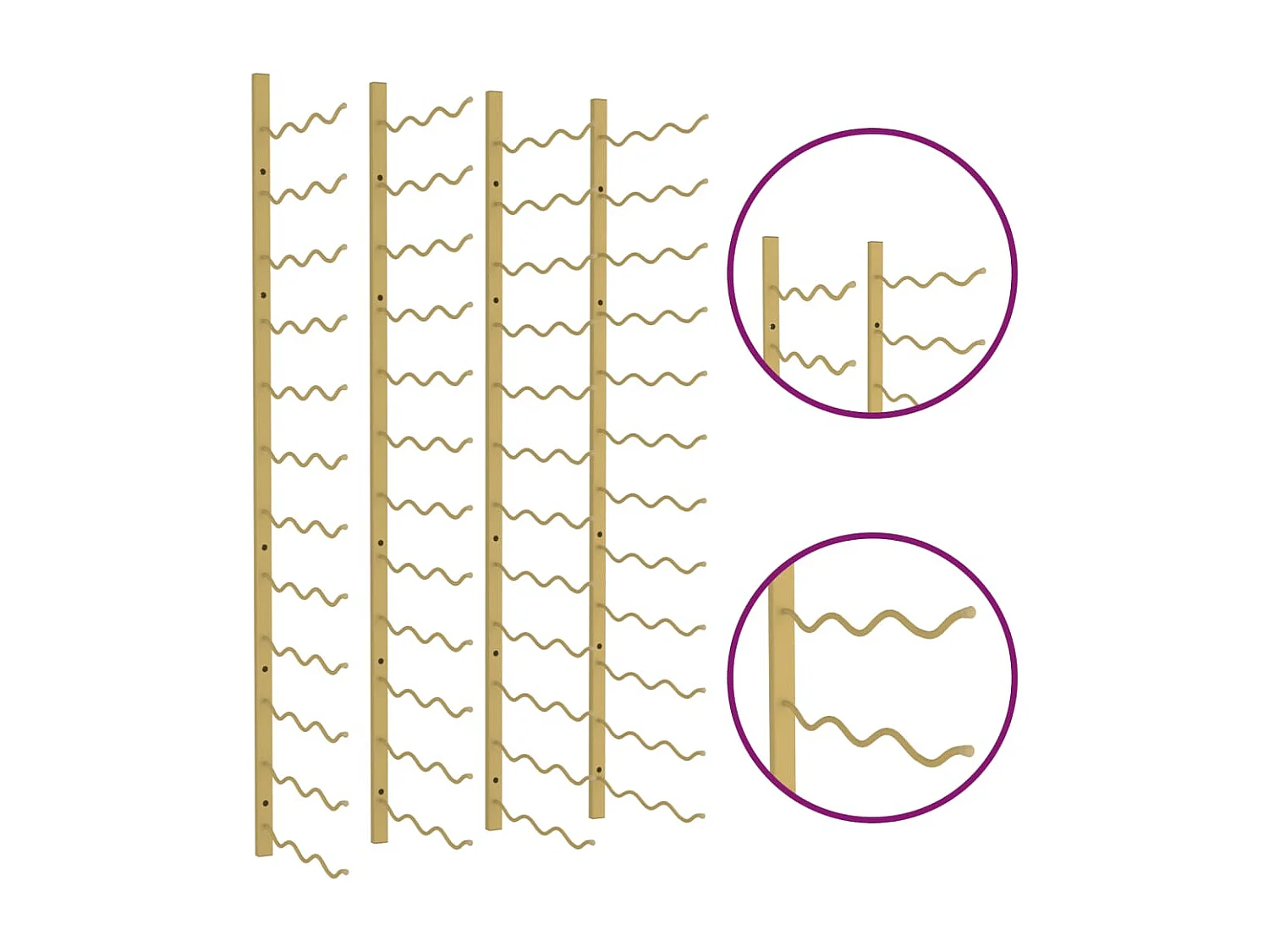 Portabottiglie da parete per 36 bottiglie 2 pz Gold Iron