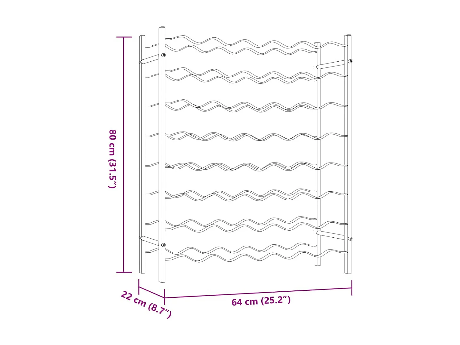 Garrafeira para 48 garrafas Metal Dourado