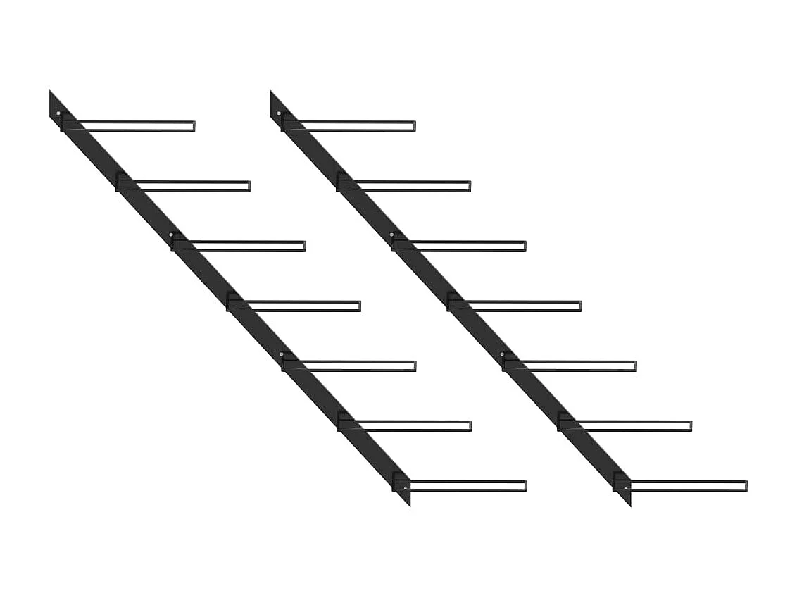 Garrafeiras de parede para 14 garrafas 2 peças metal preto