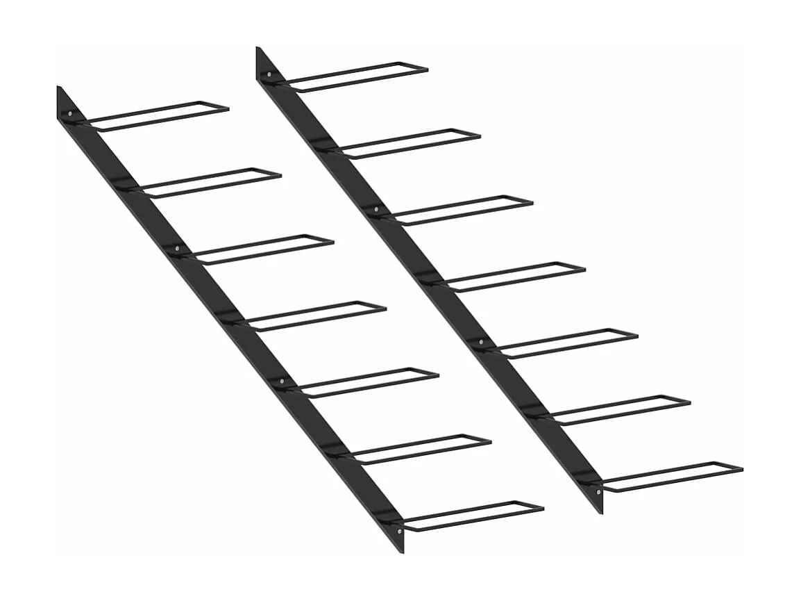 Garrafeiras de parede para 14 garrafas 2 peças metal preto