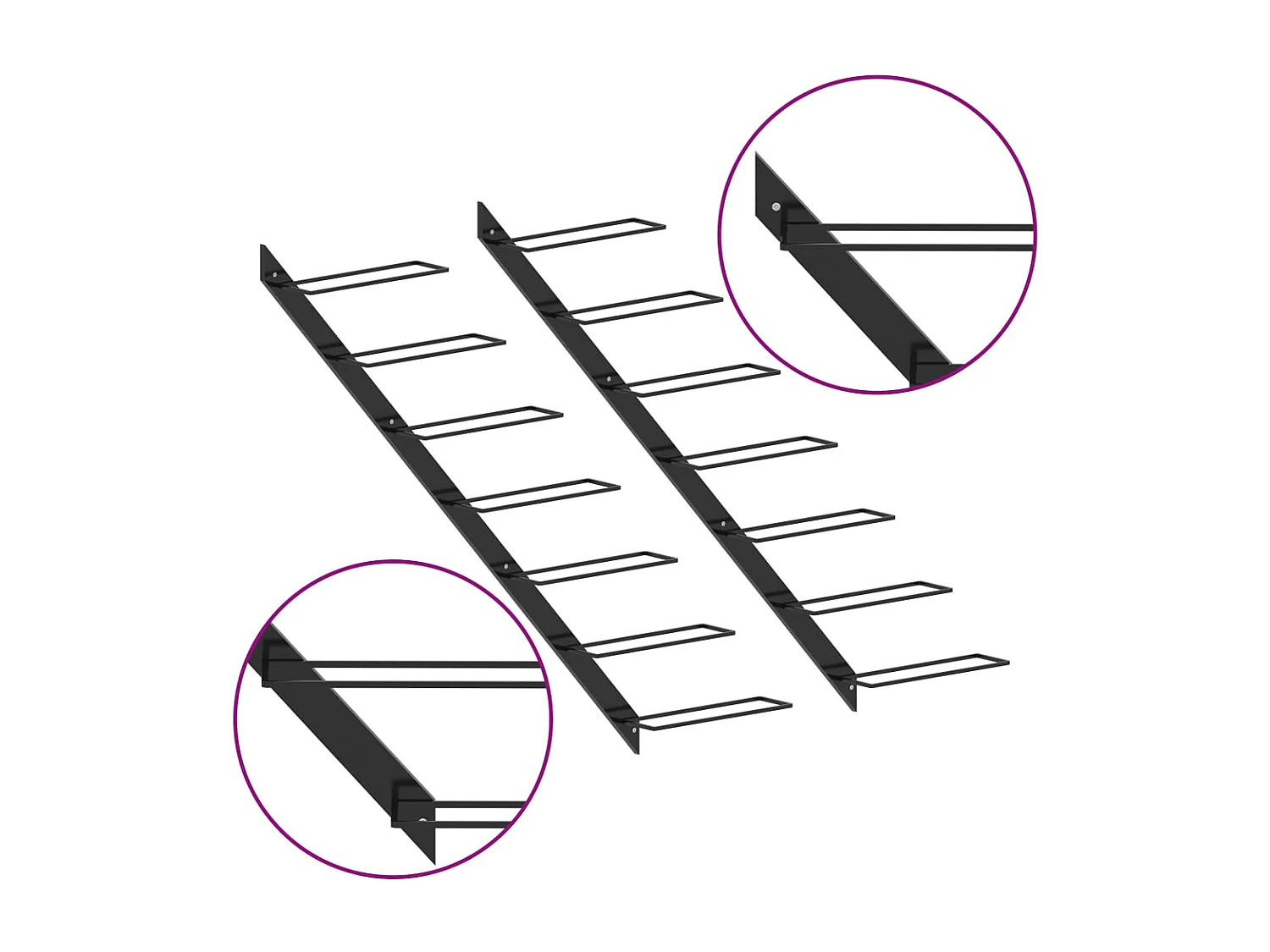 Casiers à bouteilles muraux pour 14 bouteilles 2 pcs Noir Métal