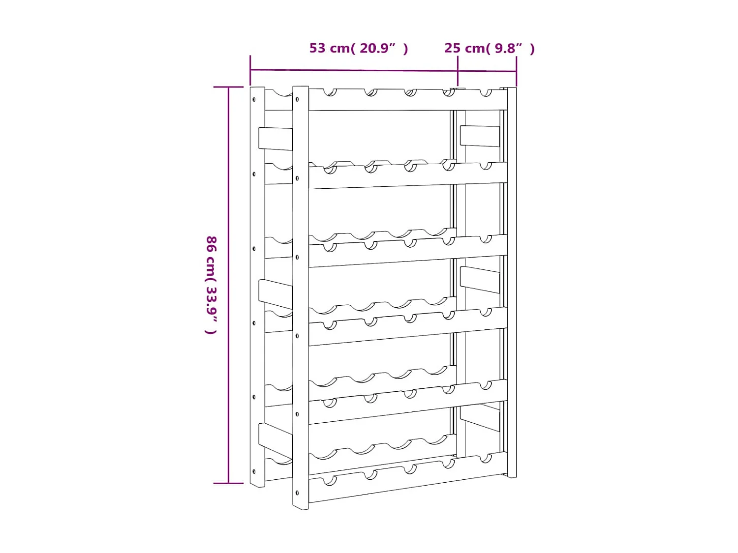 Garrafeira para 30 garrafas em madeira de pinho maciça cinza