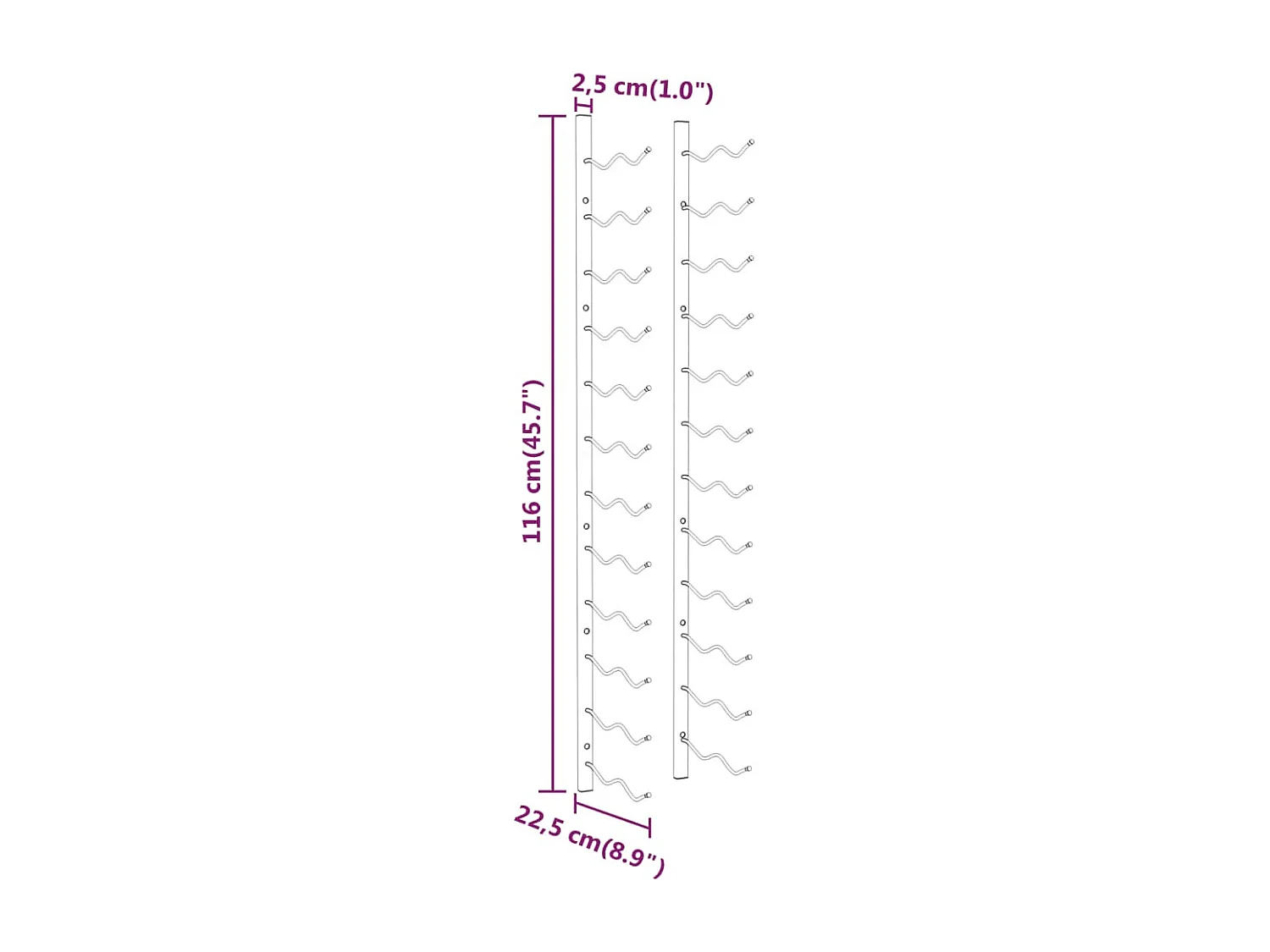 Wandwijnrek voor 24 flessen Gold Iron