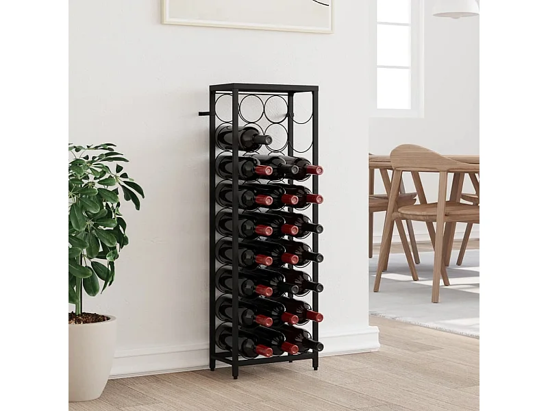 Portabottiglie per 27 bottiglie nero 34x18x100cm in ferro battuto