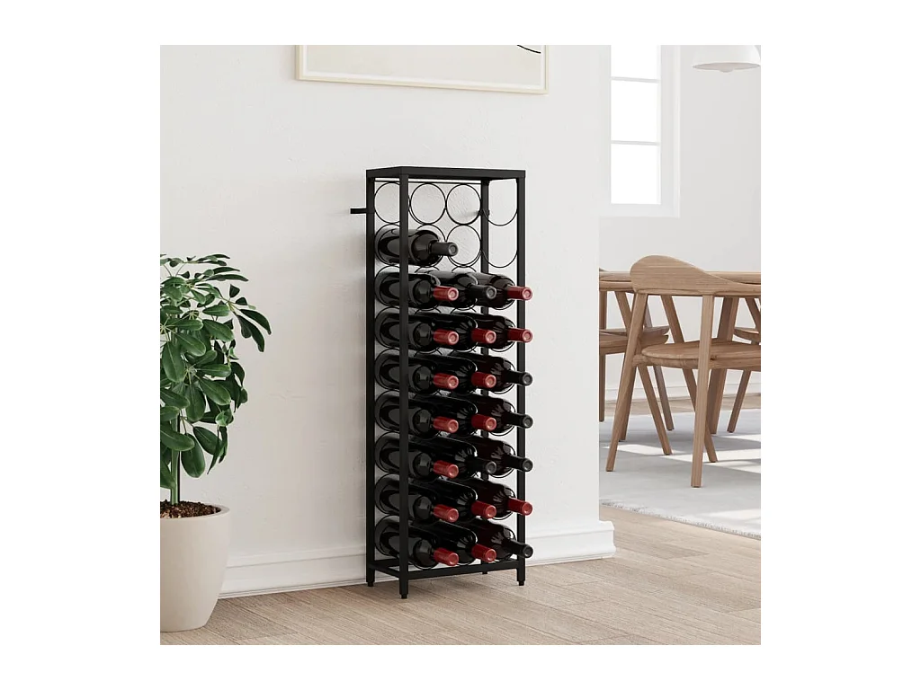 Portabottiglie per 27 bottiglie nero 34x18x100cm in ferro battuto