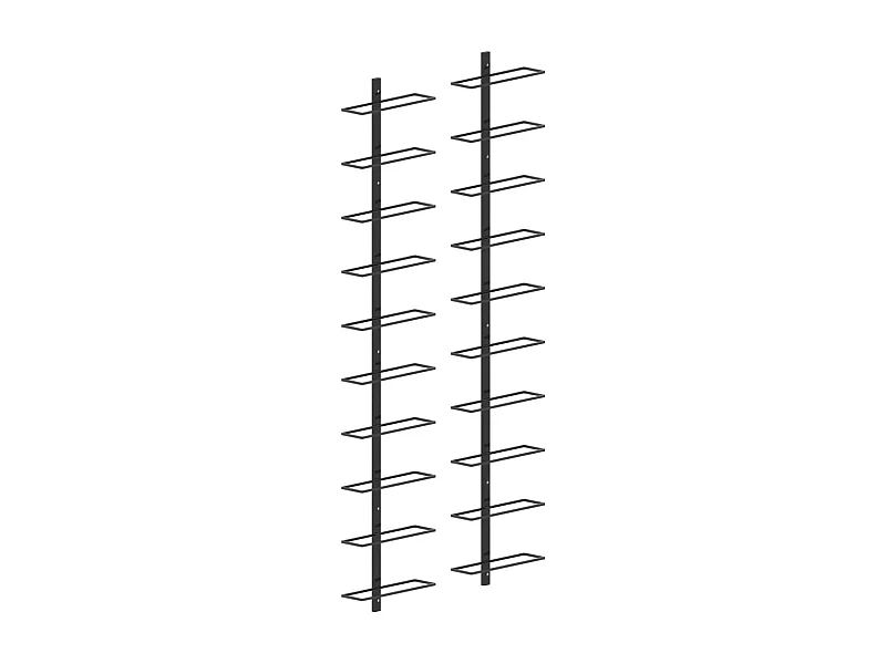 Portabottiglie da parete per 20 bottiglie 2 pz Black Metal