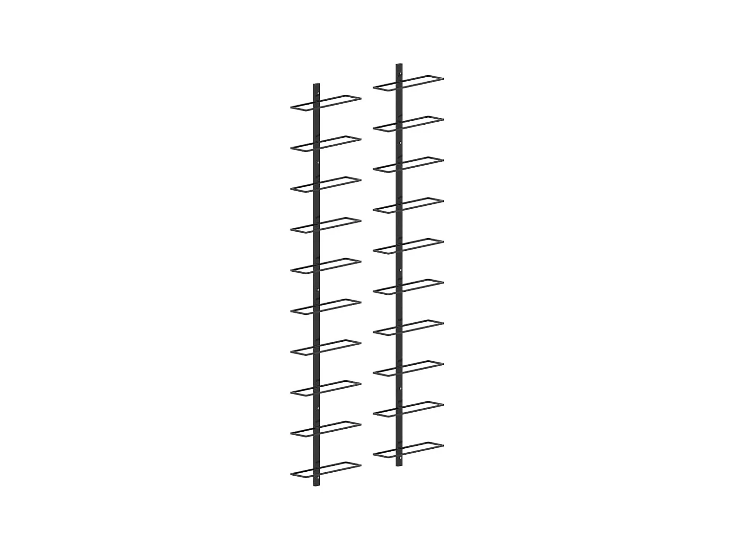 Portabottiglie da parete per 20 bottiglie 2 pz Black Metal