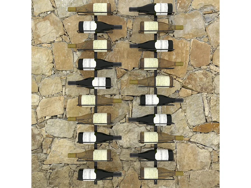 Casiers à bouteilles muraux pour 20 bouteilles 2 pcs Noir Métal