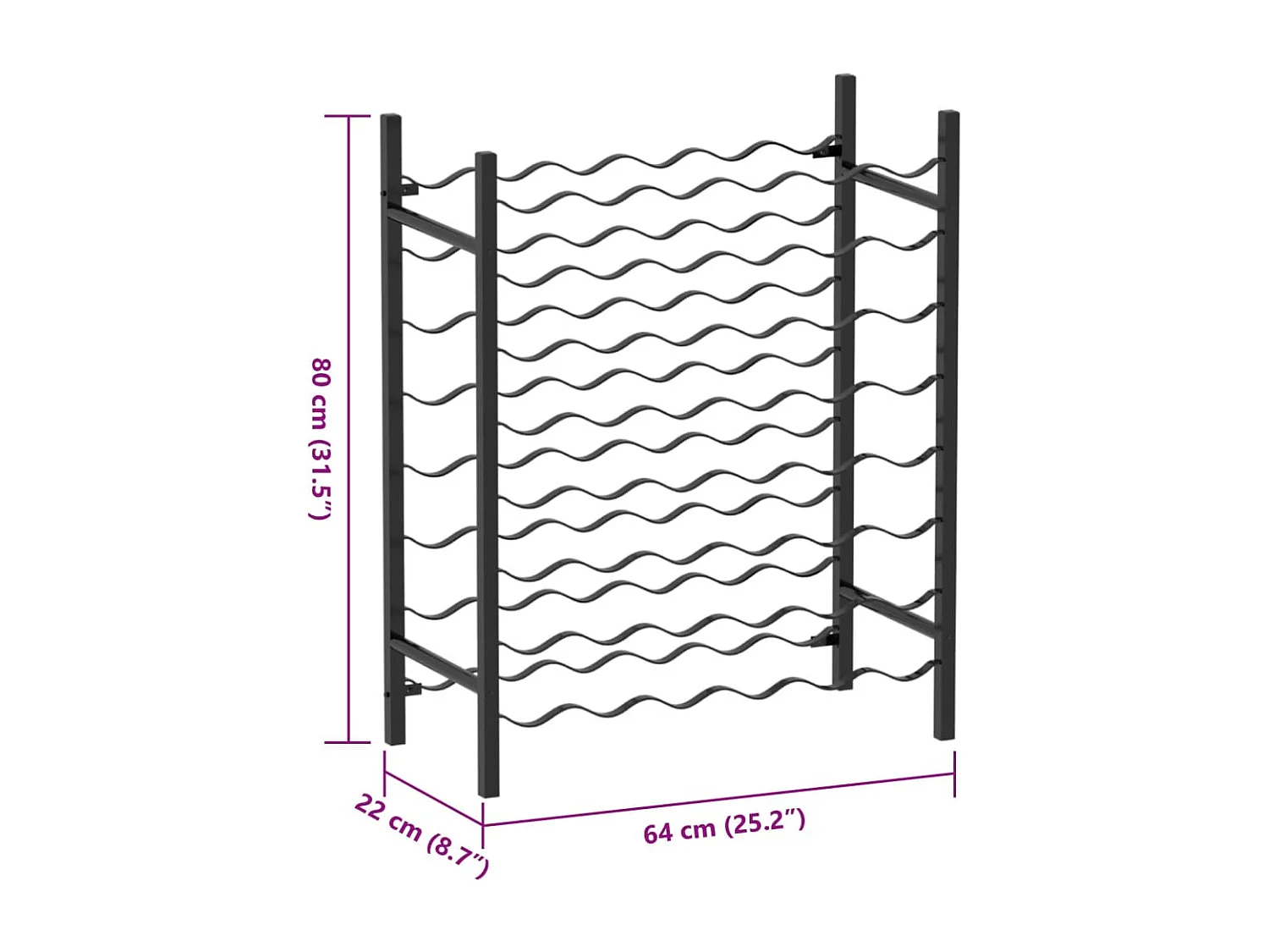 Botellero para 48 botellas Metal Negro