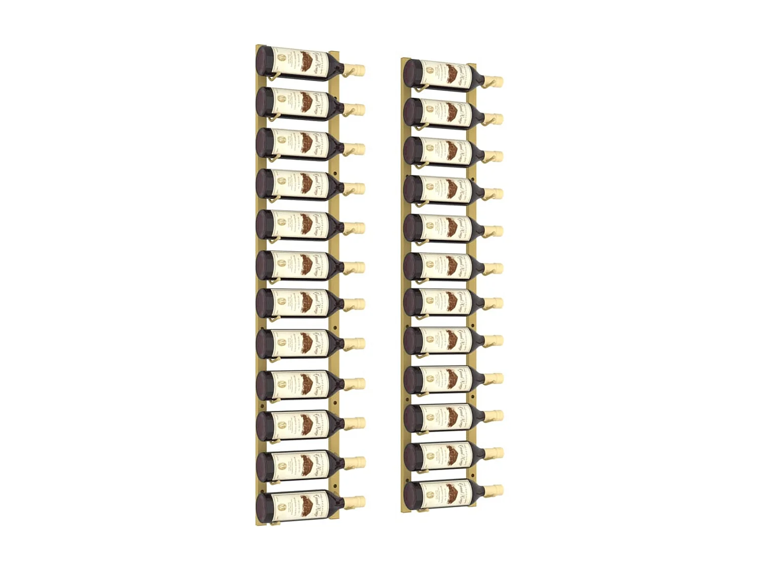 Portabottiglie da parete per 12 bottiglie 2 pz Gold Iron