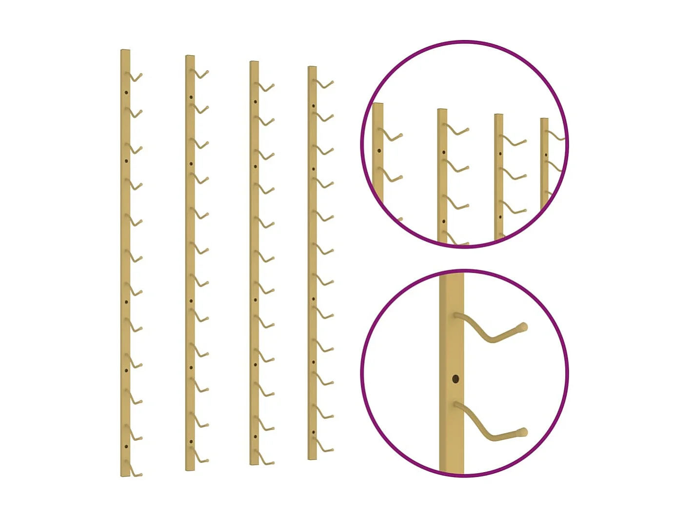 Portabottiglie da parete per 12 bottiglie 2 pz Gold Iron