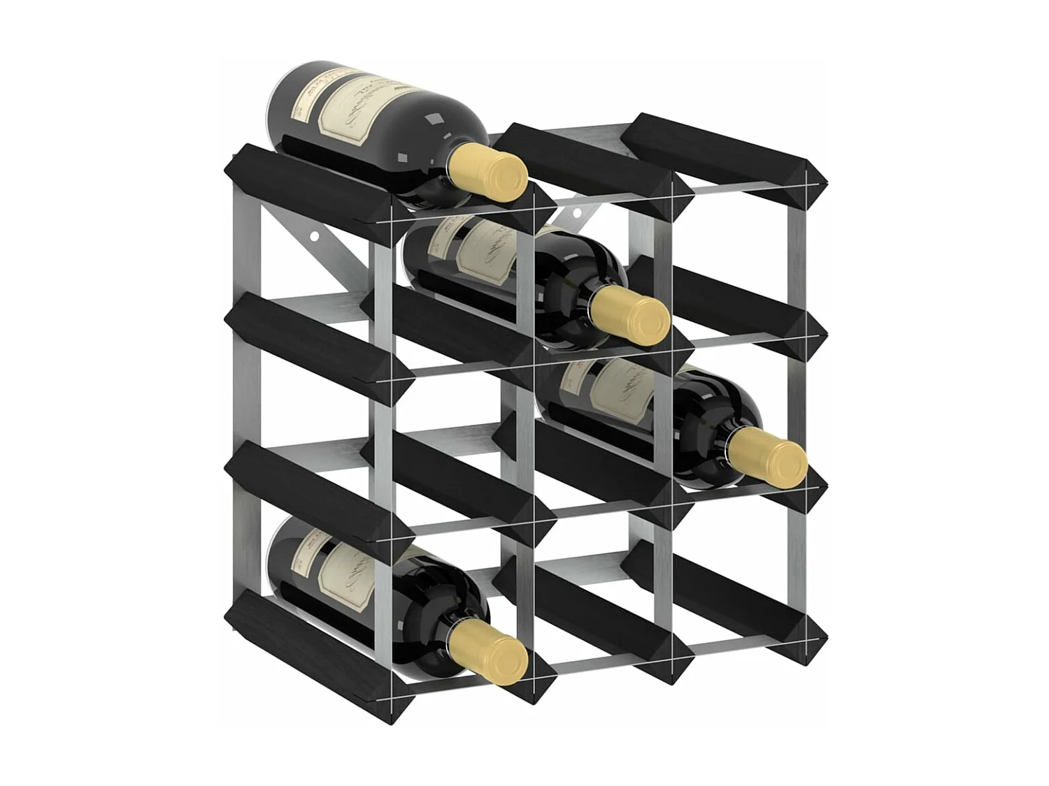 Casier à bouteilles pour 12 bouteilles Noir Bois de pin solide