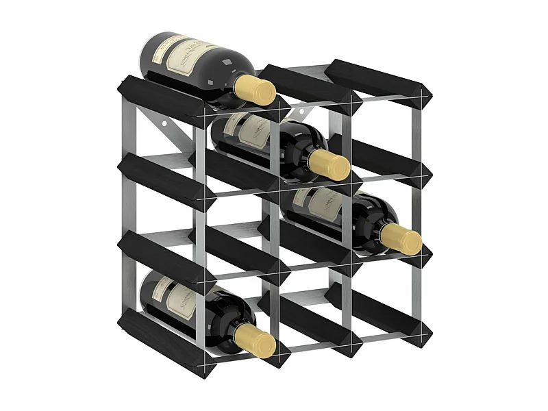 Casier à bouteilles pour 12 bouteilles Noir Bois de pin solide