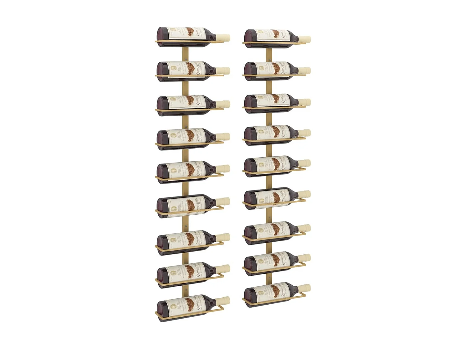 Casier à vin mural pour 9 bouteilles 2 pcs Doré Fer