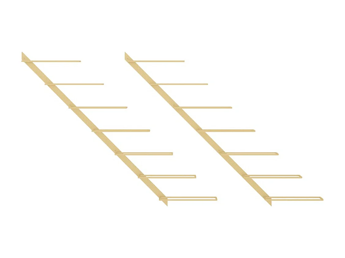 Garrafeira de parede para 7 garrafas 2 peças Metal Dourado