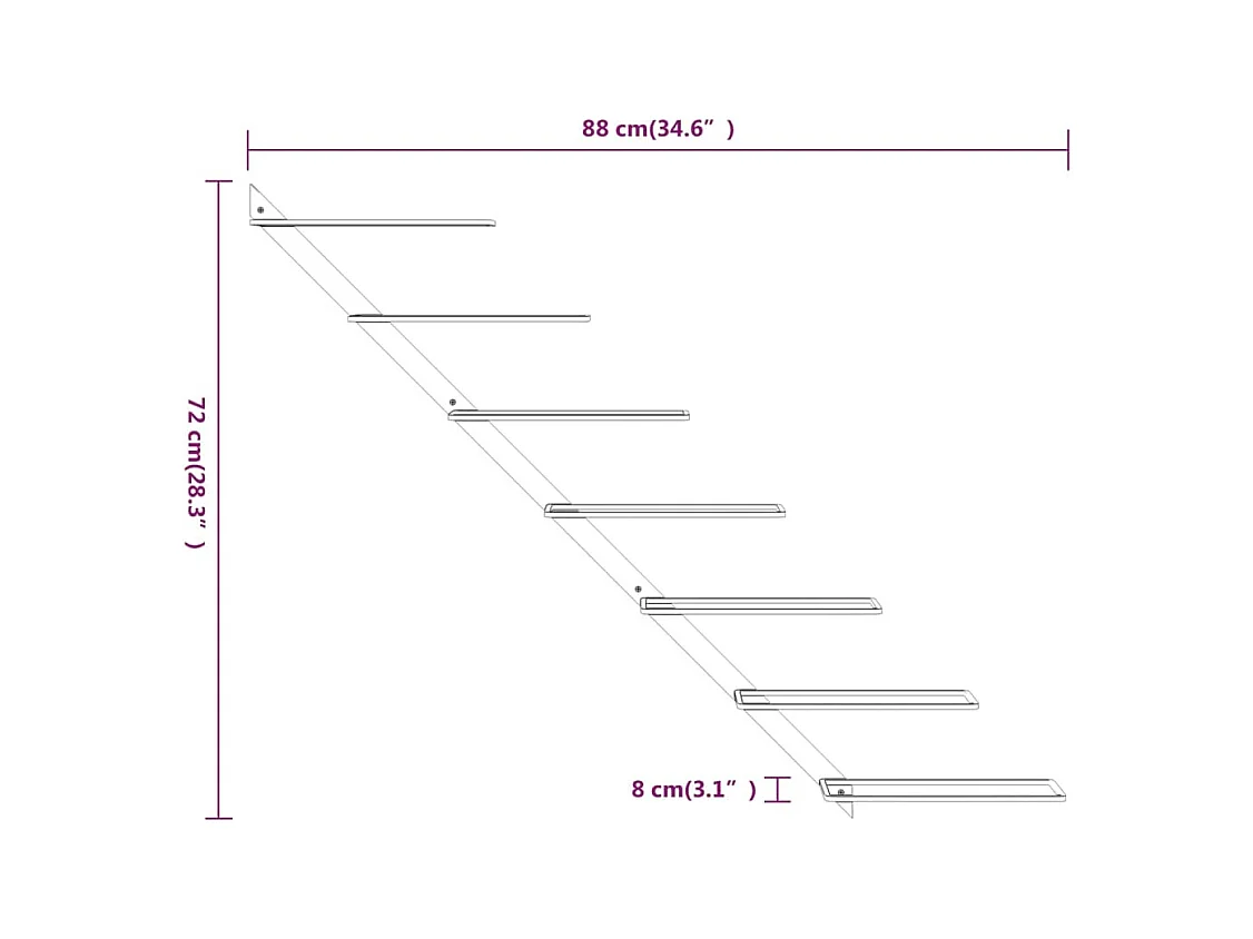 Portabottiglie da parete per 7 bottiglie 2 pz. Metallo Oro