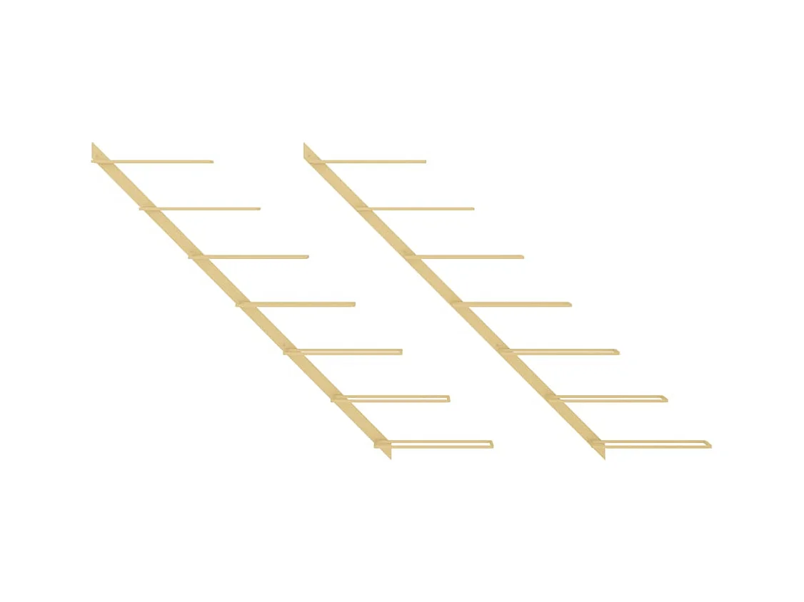 Portabottiglie da parete per 7 bottiglie 2 pz. Metallo Oro