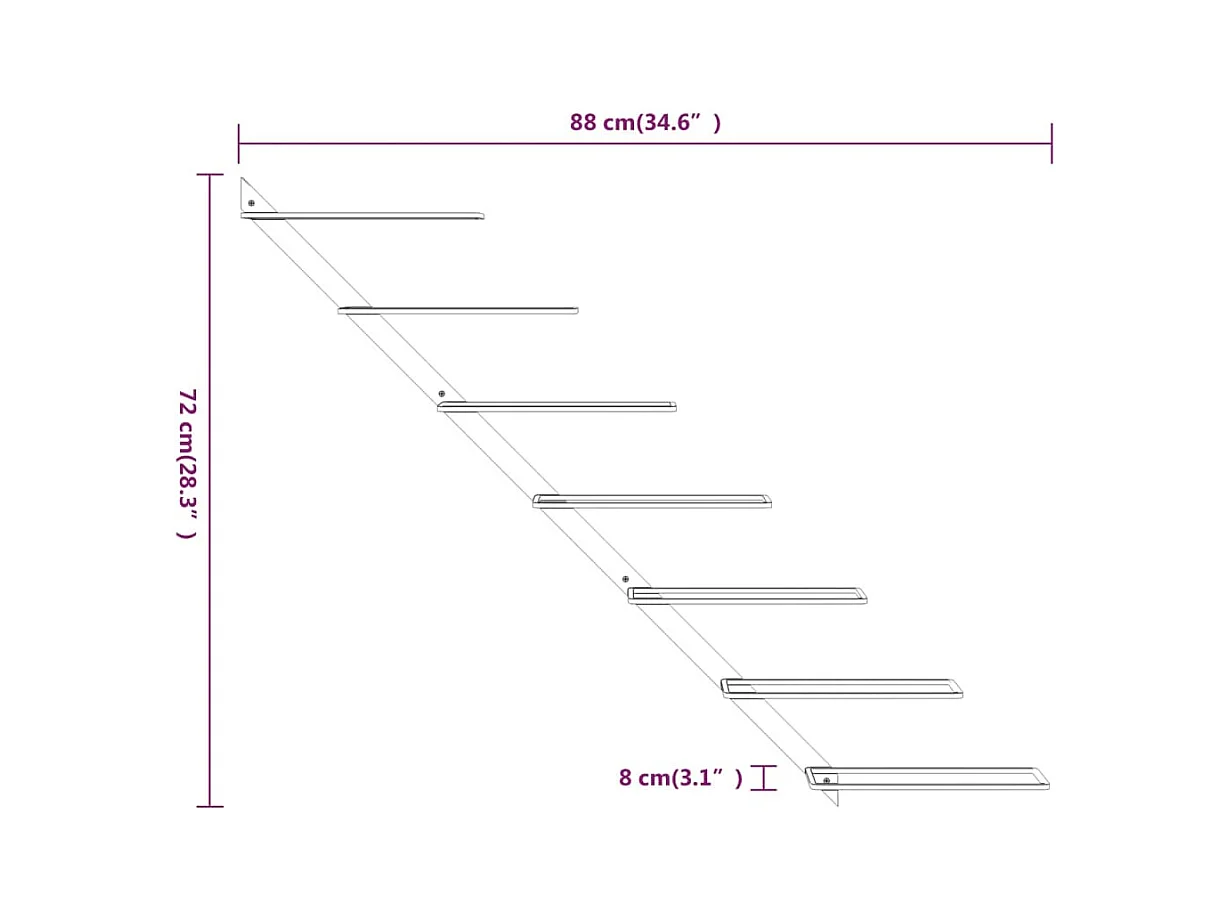 Portabottiglie da parete per 7 bottiglie 2 pz. Metallo Oro