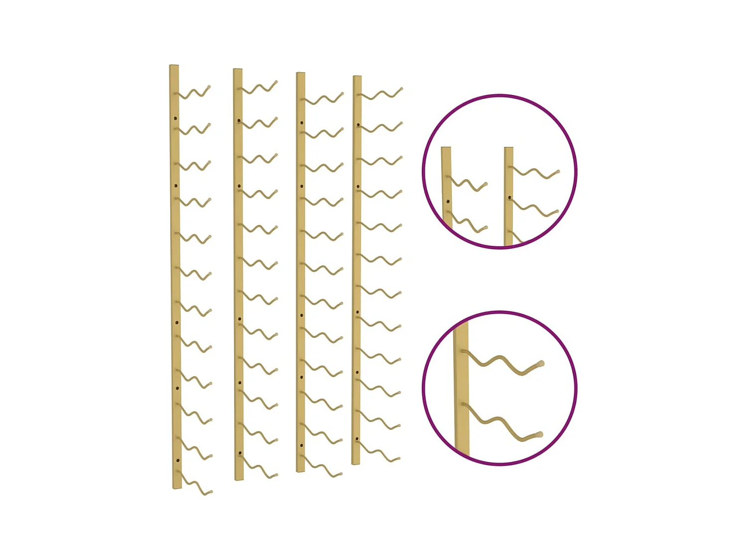 Casier à vin mural pour 24 bouteilles 2 pcs Doré Fer