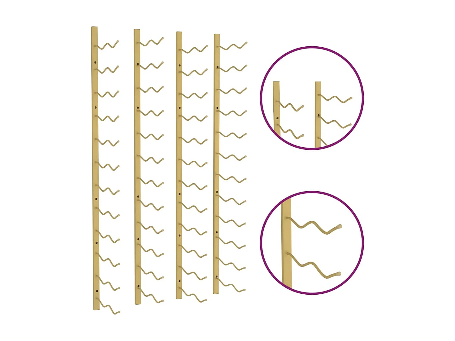 Portabottiglie da parete per 24 bottiglie 2 pz Gold Iron