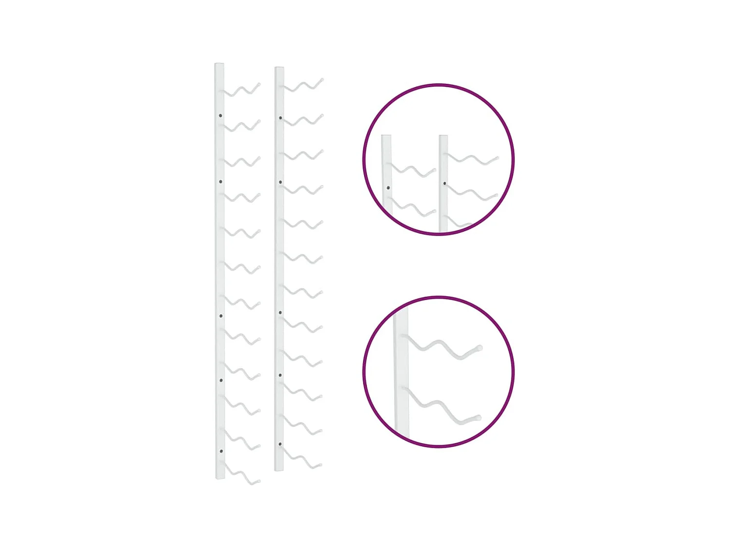 Wandmontiertes Weinregal für 24 Flaschen aus weißem Eisen
