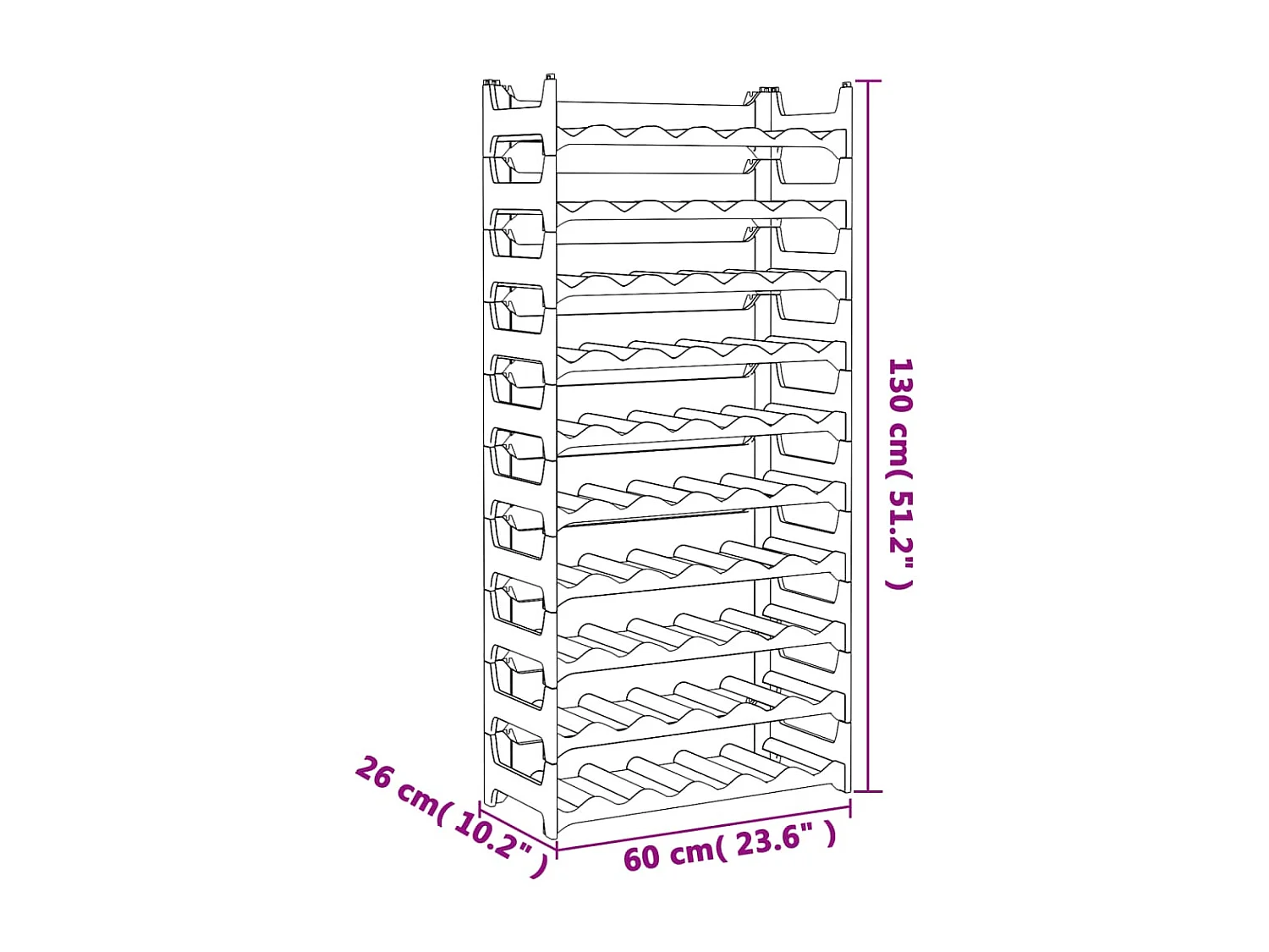 Weinregal für 60 Flaschen PP stapelbar