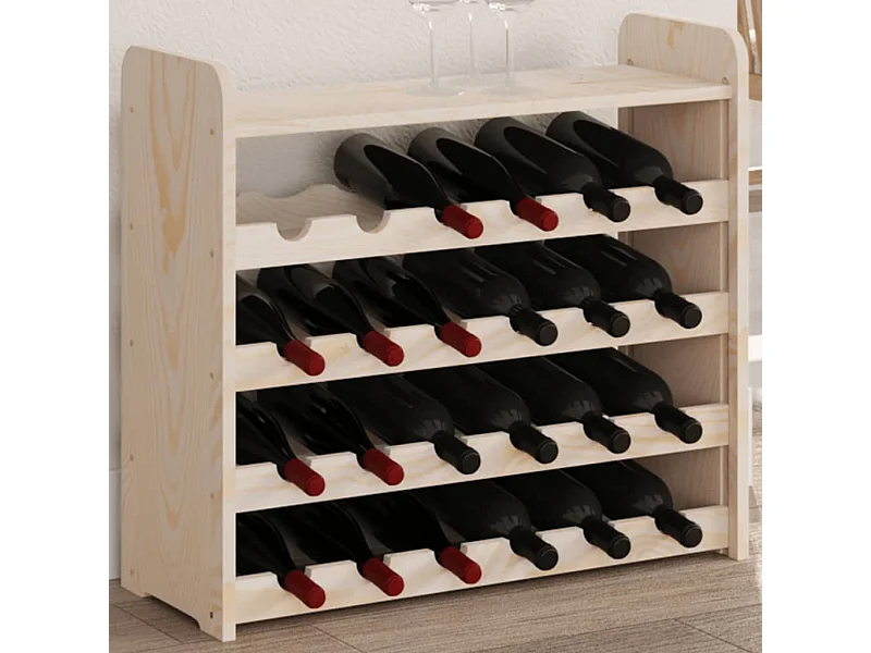 Portabottiglie e pannello superiore 67,5x25x60 cm in legno massello di pino