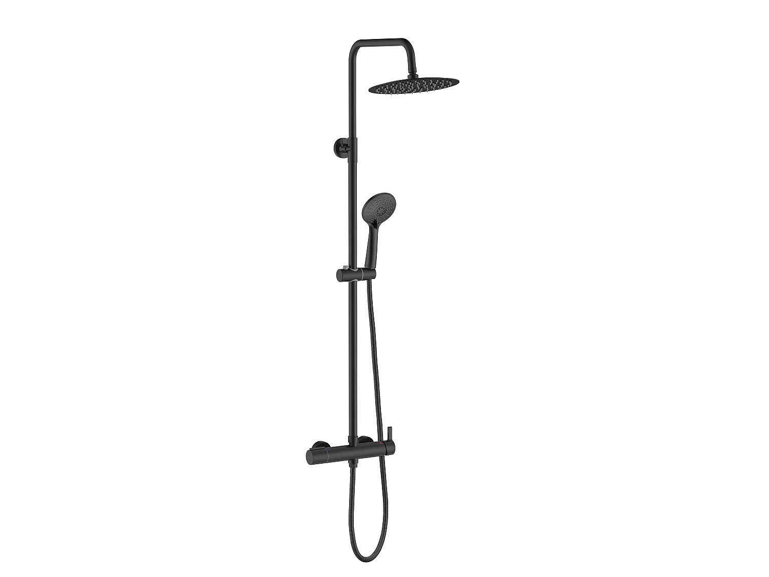 AICA colonne de douche de salle de bain avec douche de tête ronde 250 mm, douchette 3 fonctions, hauteur réglable 750-1200 mm,noir