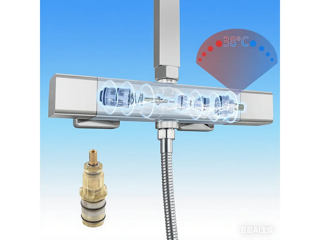 AICA colonne de douche thermostatique avec tête de douche 25 x 25 cm, douchette à main 3 fonctions, hauteur réglable